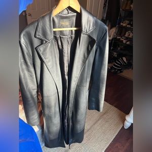 Modern leather trench coat